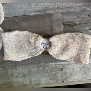 Hunza G Beige Textured Headband